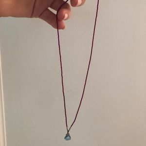 Beautiful red bead and blue stone necklace